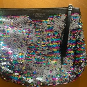 Victoria secret sequin bag black leather